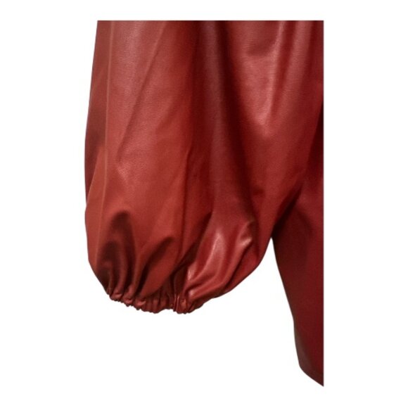 Faux Leather Red Peasant Top - Size L - Picture 4 of 7